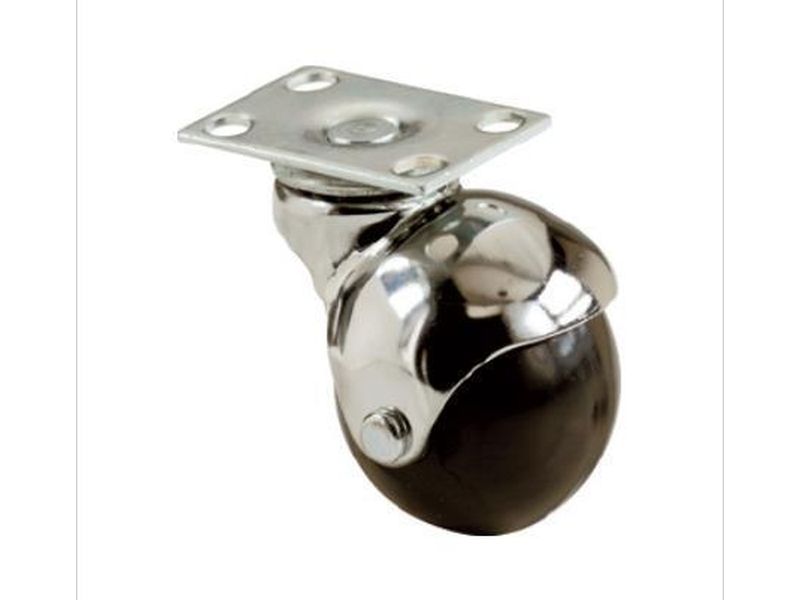 2-Inch Office Chair Plate Caster, Bright Chrome, Hooded Ball, 2-Pack