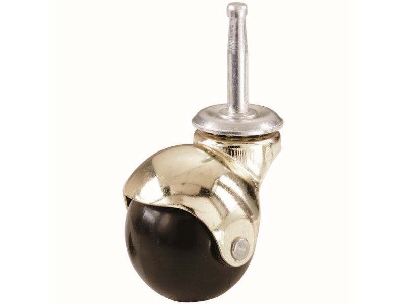 2-Inch Office Chair Stem Caster, Bright Brass, Hooded Ball, 12-Pack