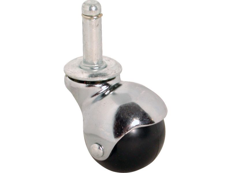 2-Inch Office Chair Stem Caster, Bright Chrome Hooded Ball, 1-Pack