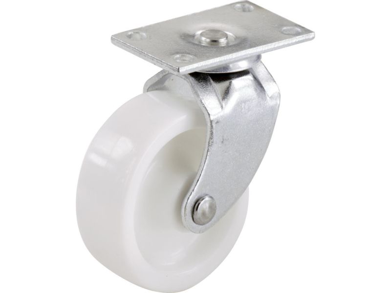 2-Inch Plastic Swivel Plate, Silver & White Caster, 2-Pack