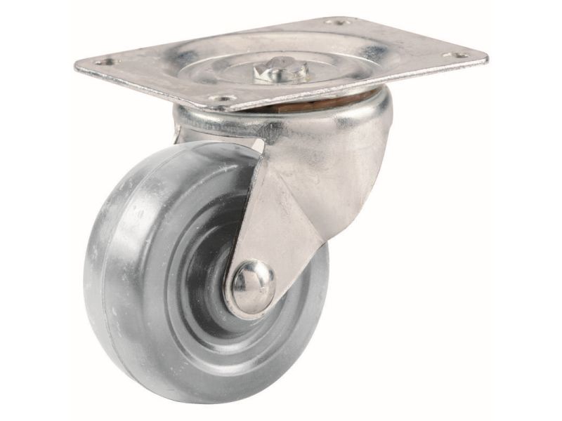 2-Inch Hard Rubber Swivel Plate Caster, 125-lb Load Capacity