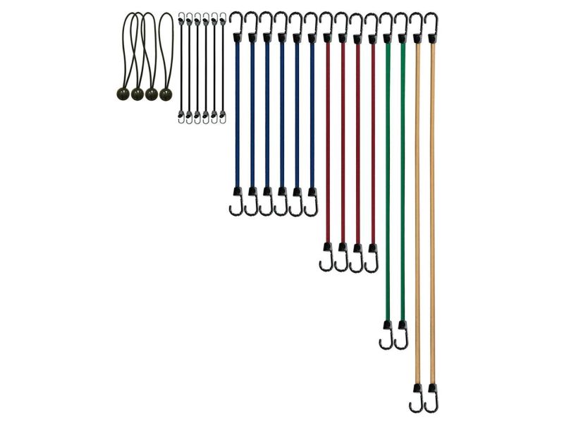 General Grade Bungee Cord Assortment C 6 Sizes, 24-Pack,