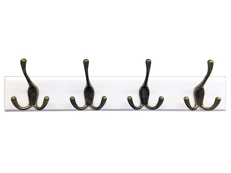 Headbourne 18 White Hook Rail / Coat Rack with 4 Antique Bronze Triple Hooks