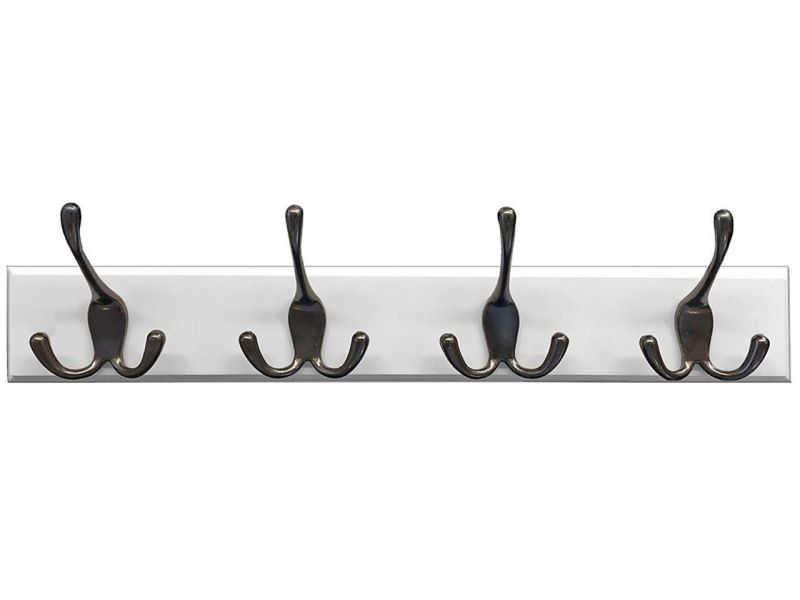 Headbourne 18 White Hook Rail / Coat Rack with 4 Black Nickel Triple Hooks