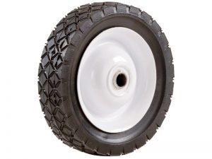 6-Inch Semi-Pneumatic Rubber Tire, Steel Hub with Ball Bearings, Diamond Tread, 1/2-Inch Bore Centered Axle