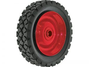 6-Inch Semi-Pneumatic Rubber Tire, Steel Hub with Ball Bearings, Diamond Tread, 1/2-Inch Bore Offset Axle