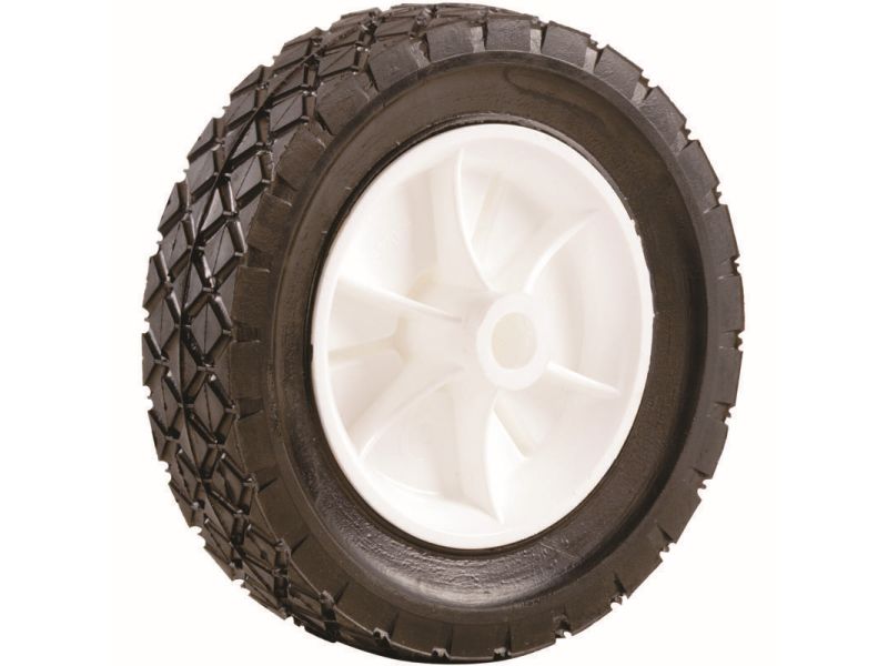 7-Inch Semi-Pneumatic Rubber Replacement Tire, Plastic Wheel, 1-1/2-Inch Diamond Tread, 1/2-Inch Bore Offset Axle