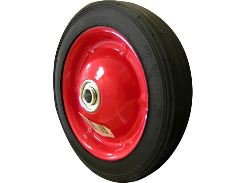 7-Inch Semi-Pneumatic Rubber Tire, Steel Hub with Ball Bearings, Ribbed Tread, 1/2-Inch Offset Axle Diameter
