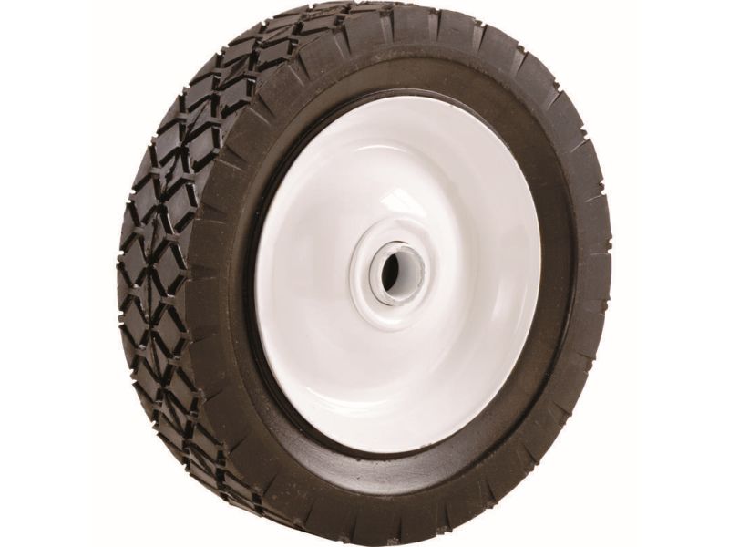 8-Inch Semi Pneumatic Rubber Tire, Steel Hub with Ball Bearings, Diamond Tread, 1/2-Inch Bore Centered Axle