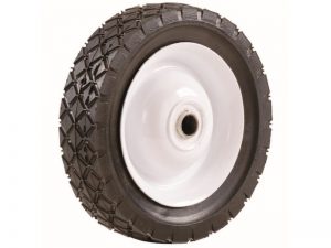 8-Inch Semi-Pneumatic Rubber Tire, Steel Hub with Ball Bearings, Diamond Tread, 1/2-Inch Bore Offset Axle