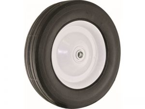 8-Inch Semi-Pneumatic Rubber Tire, Steel Hub with Ball Bearings, Ribbed Tread, 1/2-Inch Bore Centered Axle