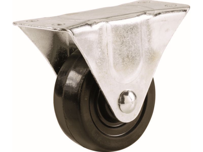4-Inch Rigid Plate Soft Rubber Caster, 225-lb Load Capacity