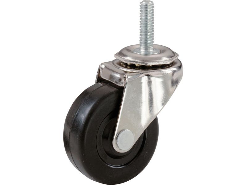 4-Inch Stem Caster, Soft Rubber Wheel, 1/2-Inch Stem Diameter, 115-lb Load Capacity